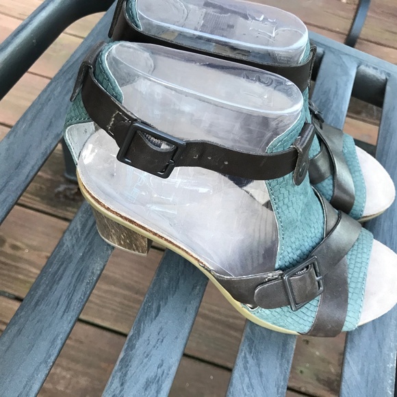 DANSKO Dominique Teal Brown T-Strap Open Toe Block Heel | EU 37 - Picture 6 of 12